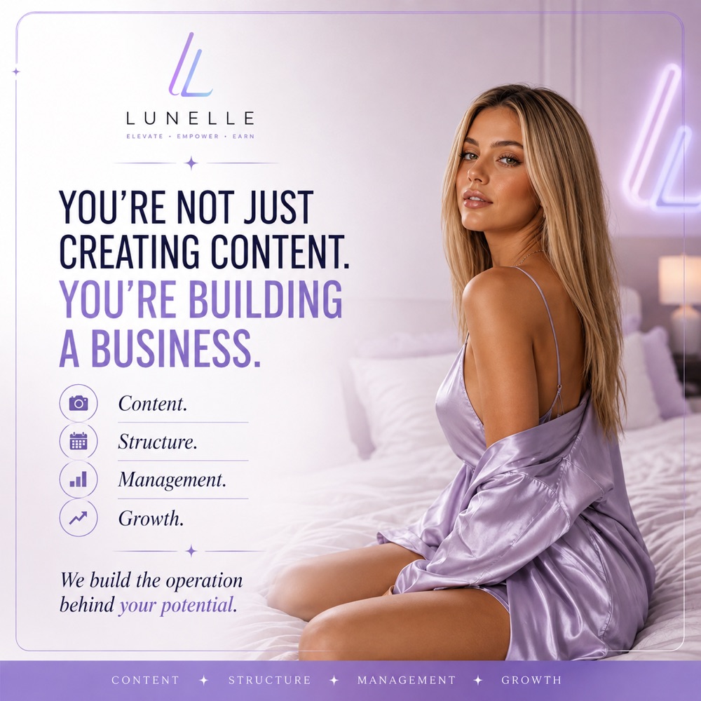Creator represented by Lunelle in a soft lavender setting
